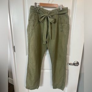 Free People green linen pants.  Size 6.